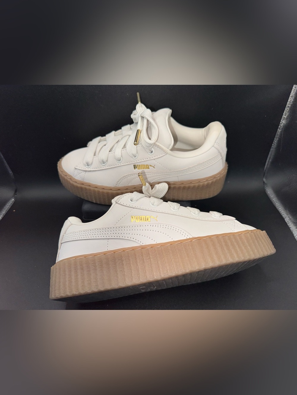 Puma Fenty Rihanna Creeper Platform Sneakers Cream White Gum Sole luxe women 6.5 - Picture 3 of 17